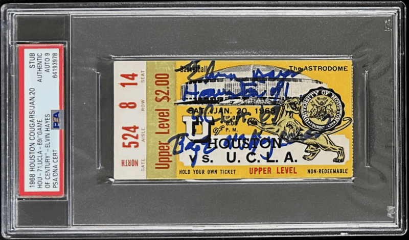 Elvin Hayes Signed UH vs UCLA Game of The Century Ticket Stub PSA Auto 9