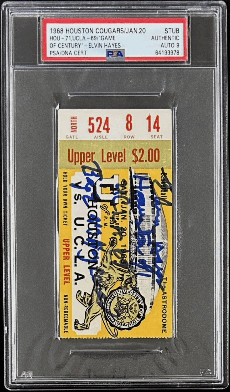 Elvin Hayes Signed UH vs UCLA Game of The Century Ticket Stub PSA Auto 9 - Image 2