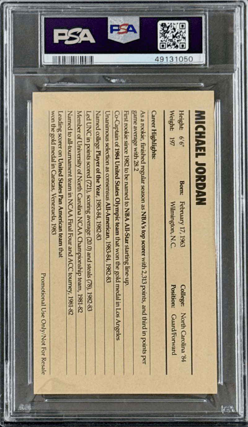 Michael Jordan 1985 Nike Promo Rookie Card PSA 5 EX 49131050 - Image 3