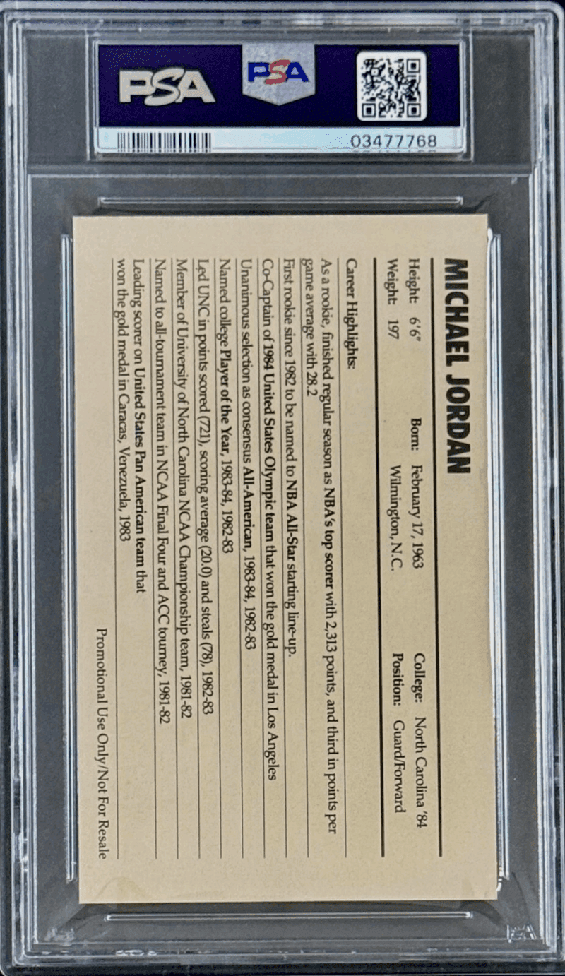 Michael Jordan 1985 Nike Promo Rookie Card PSA 8 NM-MT 03477768 - Image 3