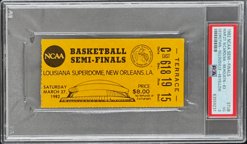 1982 NCAA SEMI FINALS TICKET STUB MICHAEL JORDAN UNC THE SHOT PSA 3  63559231
