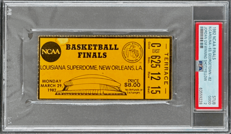 1982 NCAA SEMI FINALS TICKET STUB MICHAEL JORDAN UNC PSA 2 THE SHOT 63559228