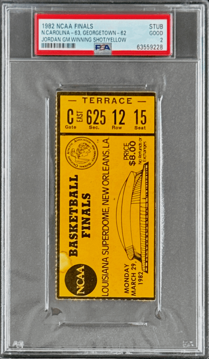 1982 NCAA SEMI FINALS TICKET STUB MICHAEL JORDAN UNC PSA 2 THE SHOT 63559228 - Image 2