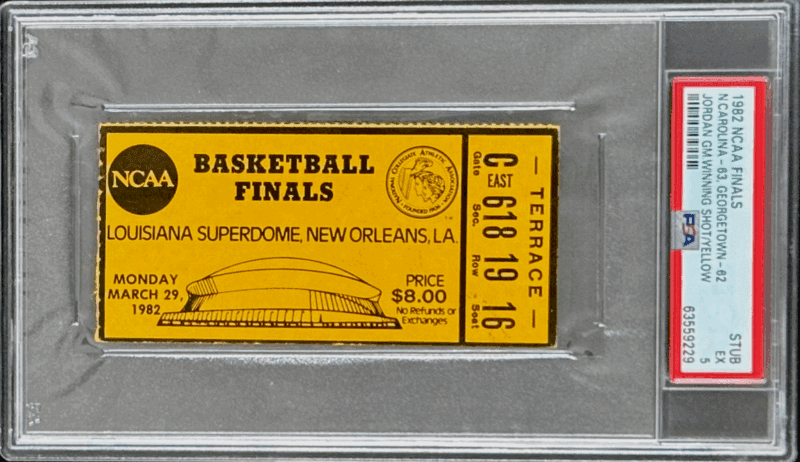 1982 NCAA Final Four Ticket Stub Michael Jordan UNC Game Winning Shot PSA 5 POP8