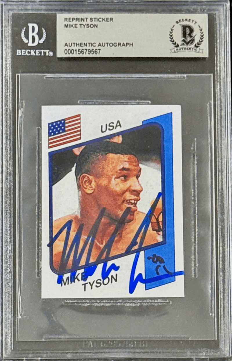 Mike Tyson Signed Reprint Rookie Trading Card Beckett 15679567