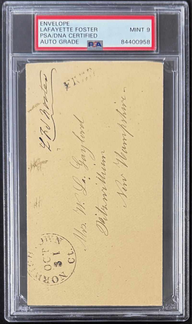 Senator Lafayette Foster Signed Autographed Envelope PSA Mint 9  84400958 - Image 2