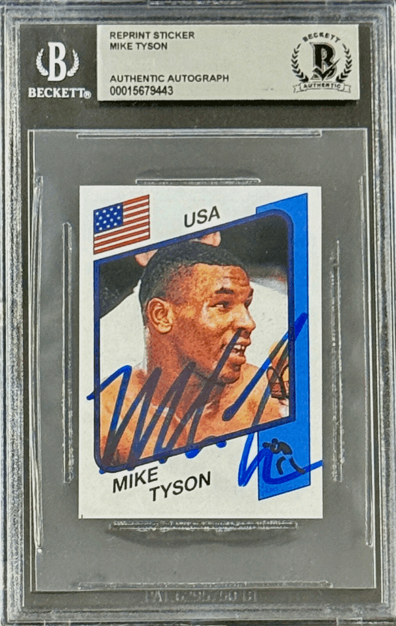 Mike Tyson Signed Reprint Rookie Trading Card Beckett 15679443