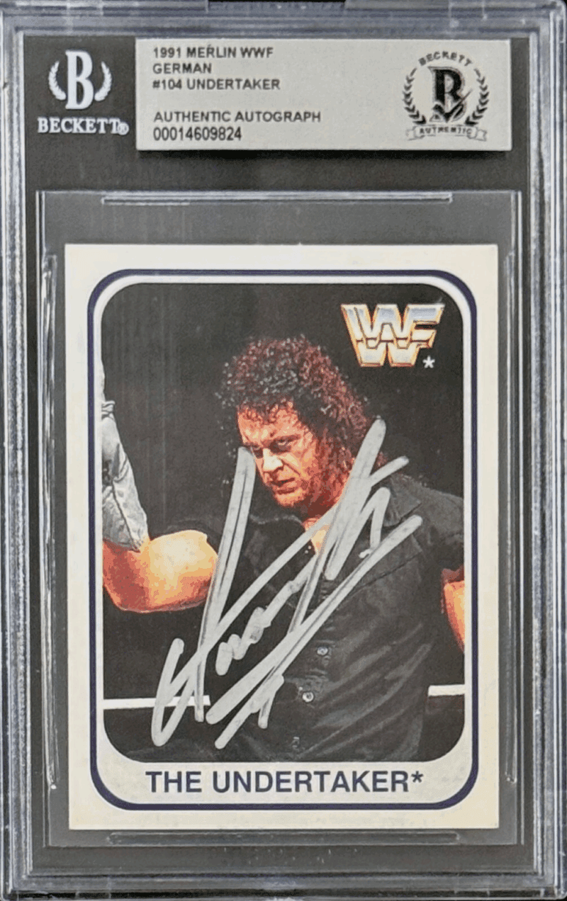The Undertaker Signed 1991 Merlin WWF German RC Card #104 Beckett 14609824 Sil