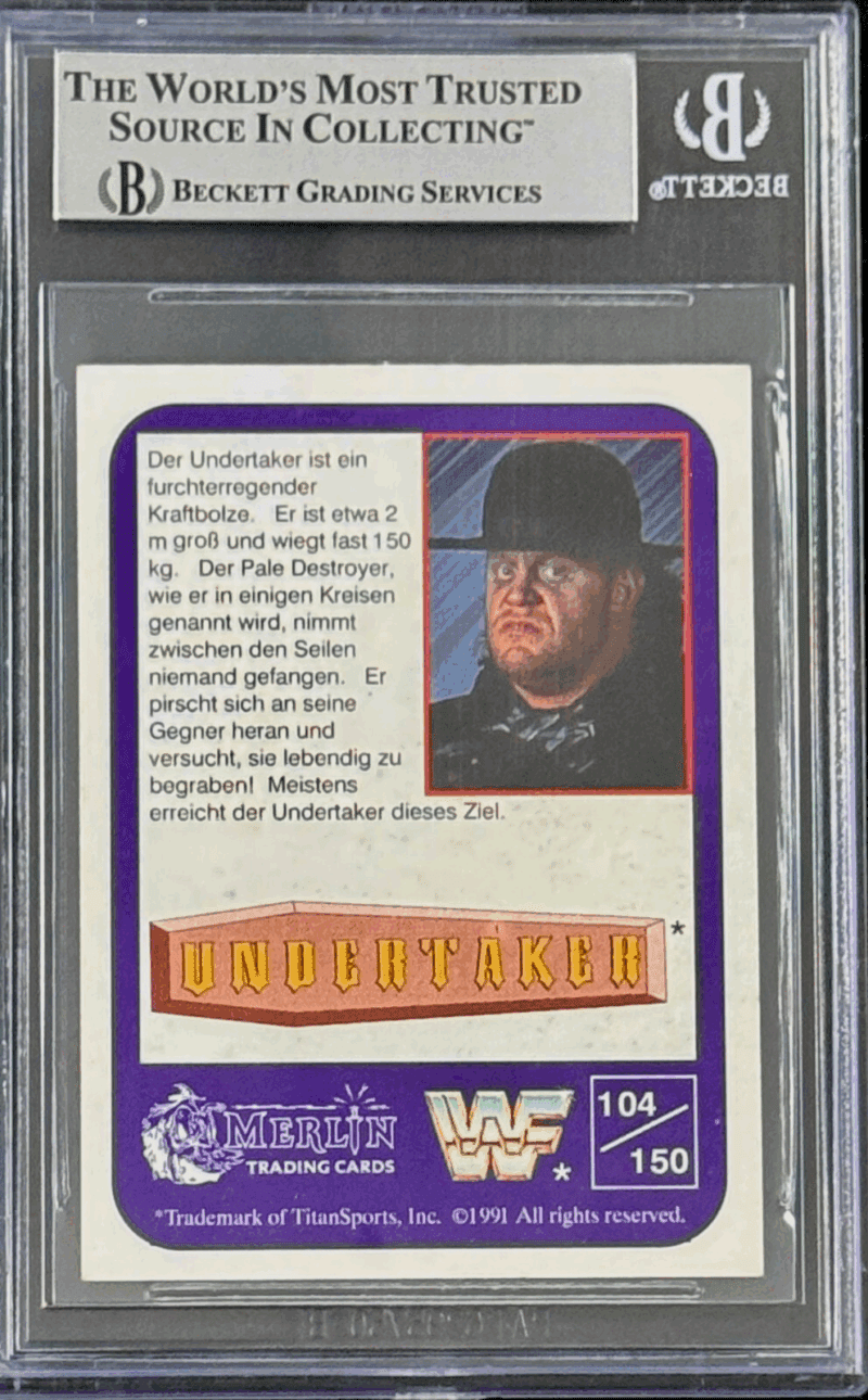 The Undertaker Signed 1991 Merlin WWF German RC Card #104 Beckett 14609824 Sil - Image 2