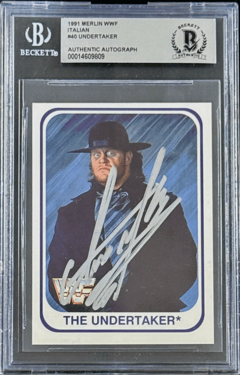 The Undertaker Signed 1991 Merlin WWF Italian RC Card #40 Beckett 14609809 Sil