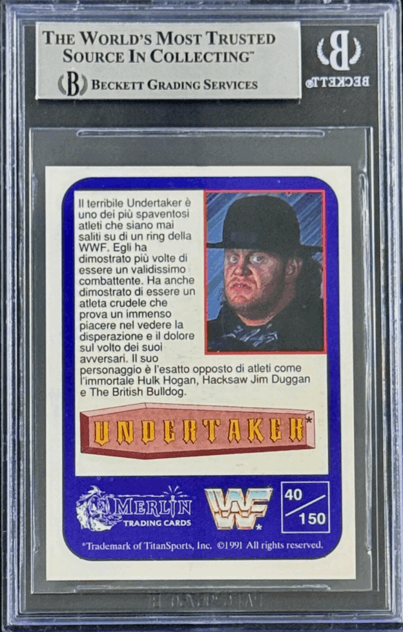 The Undertaker Signed 1991 Merlin WWF Italian RC Card #40 Beckett 14609809 Sil - Image 2
