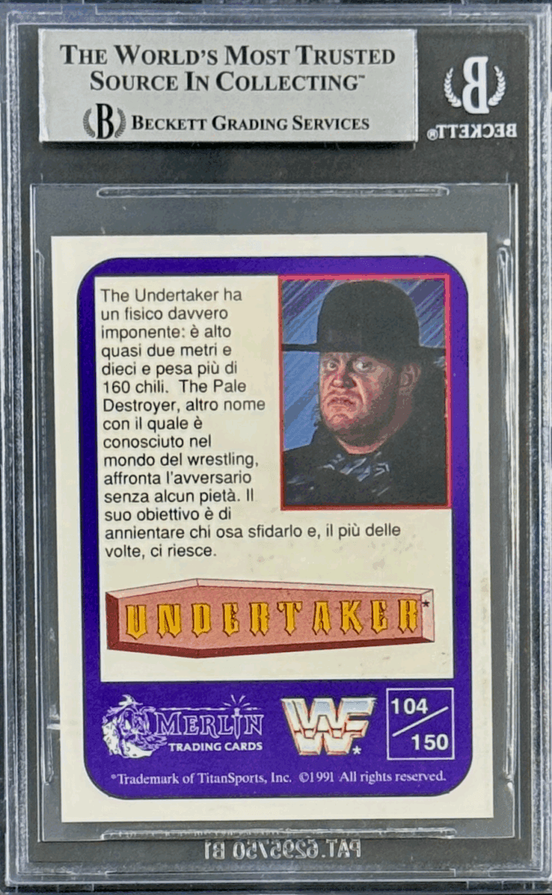 The Undertaker Signed 1991 Merlin WWF Italian RC Card #104 Beckett 15679769 Sil - Image 2