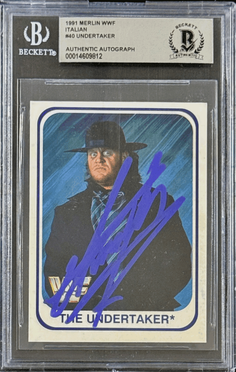 The Undertaker Signed 1991 Merlin WWF Italian RC Card #40 Beckett 14609812 Pur