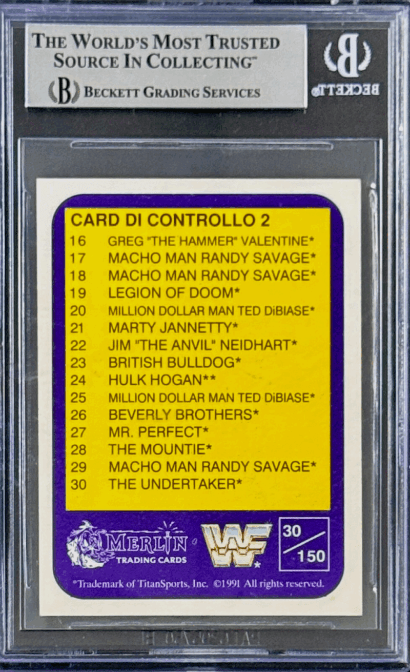 The Undertaker Signed 1991 Merlin WWF Italian RC  Card #30 Beckett 14609808 Silv - Image 2