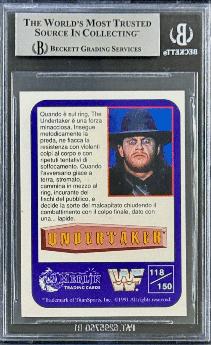 The Undertaker Signed 1991 Merlin WWF Italian RC Card #118 Beckett 15679772 Silv - Image 2