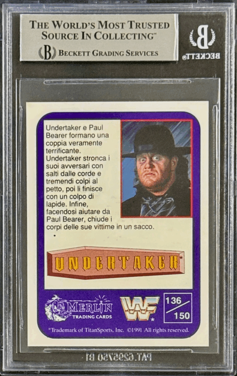 The Undertaker Signed 1991 Merlin WWF Italian RC Card #136 Beckett 15679779 Silv - Image 2