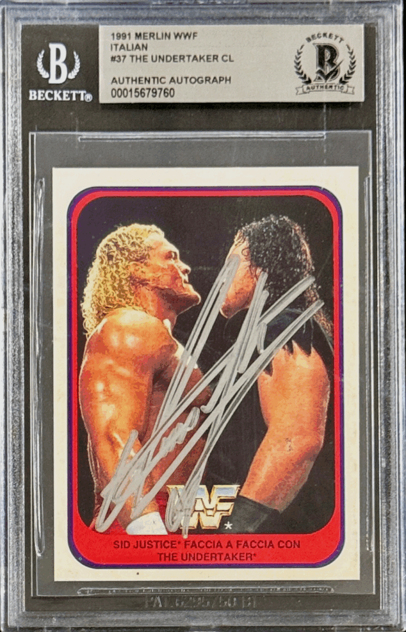 The Undertaker Signed 1991 Merlin WWF Italian RC Card #37 Beckett 15679760 Silv