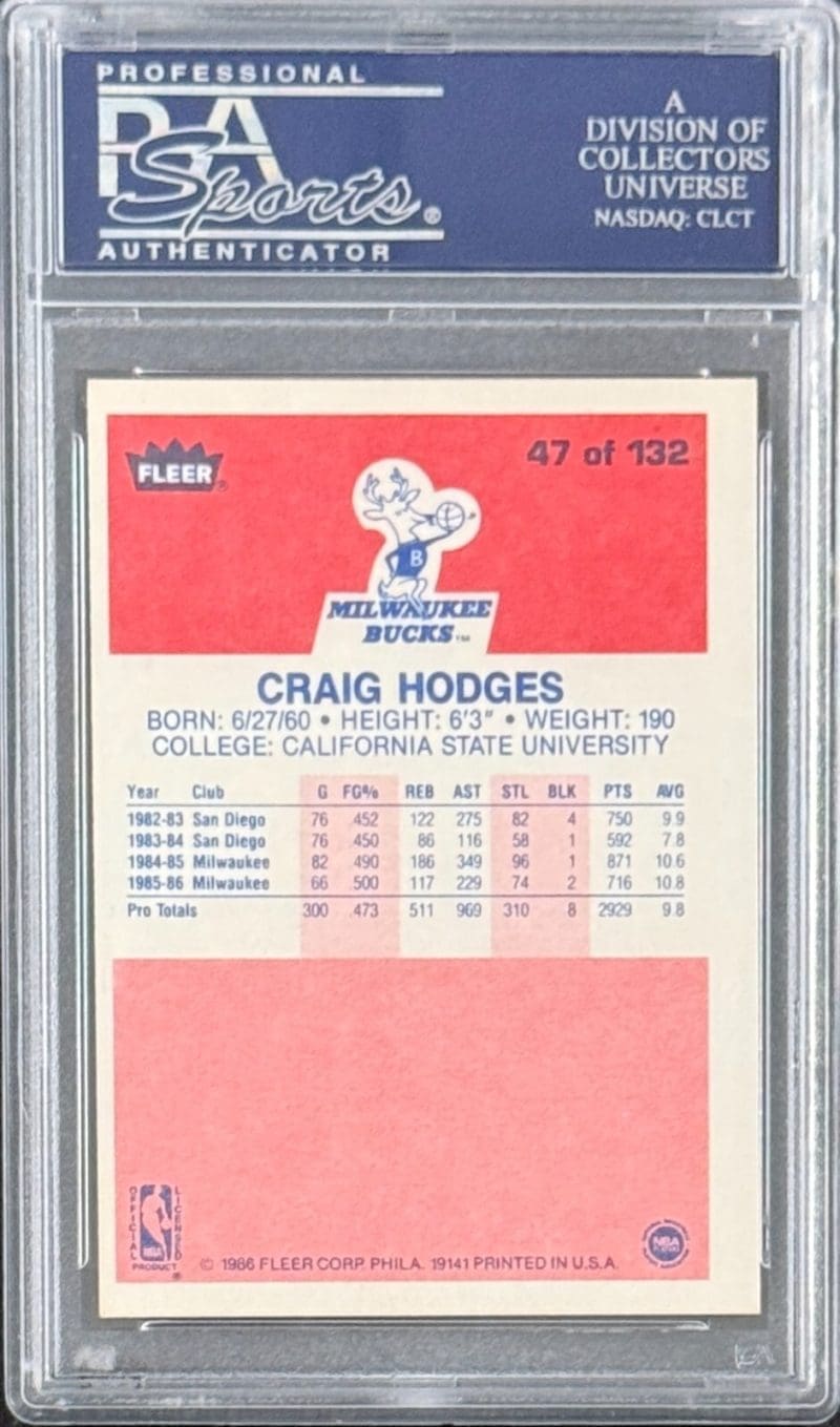 Craig Hodges Fleer 1986 PSA/DNA Authentic Auto 83830538 - Image 2