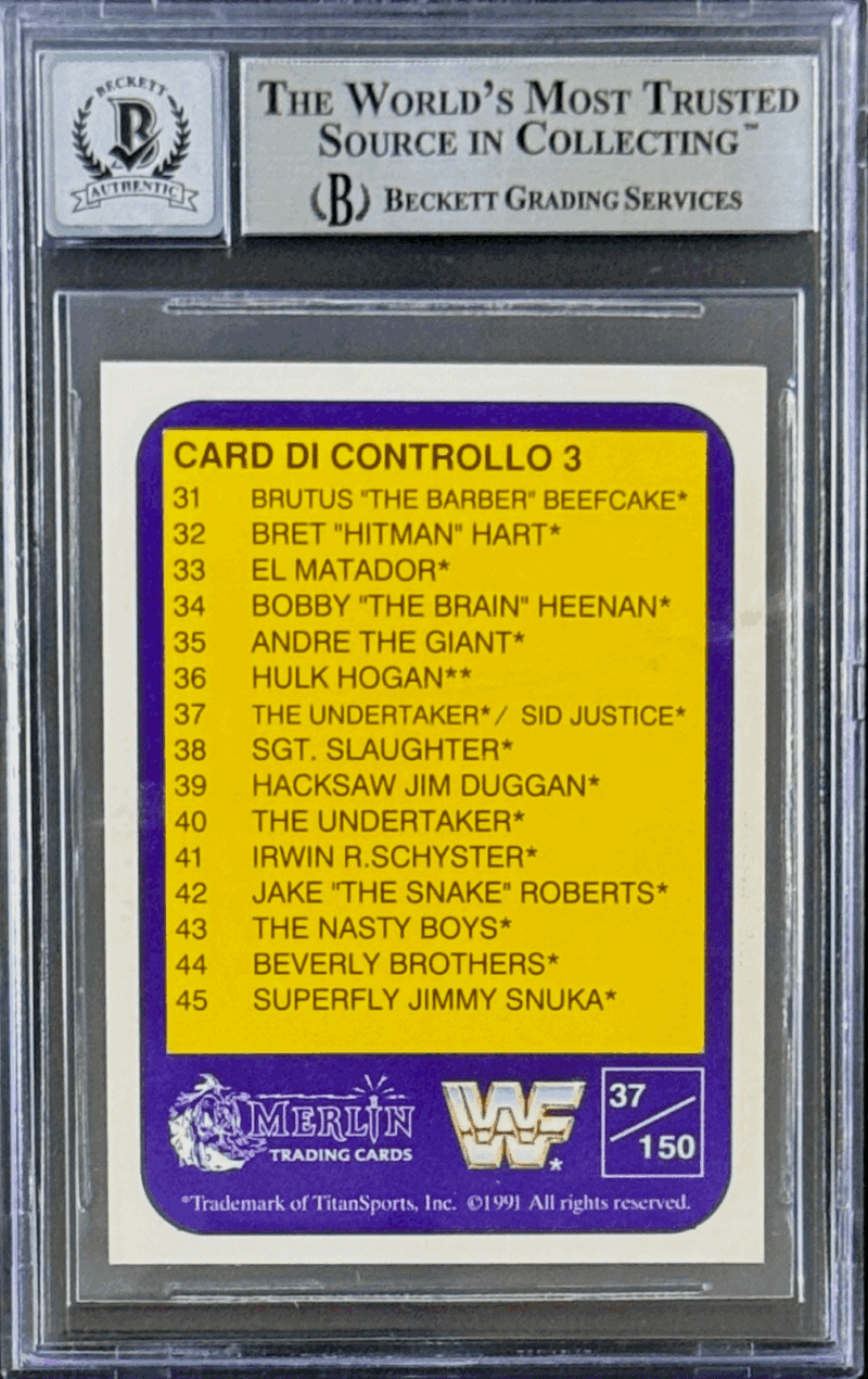 Undertaker Signed 1991 Merlin WWF Italian Card #37 Beckett 14058271 Auto 10 B - Image 2