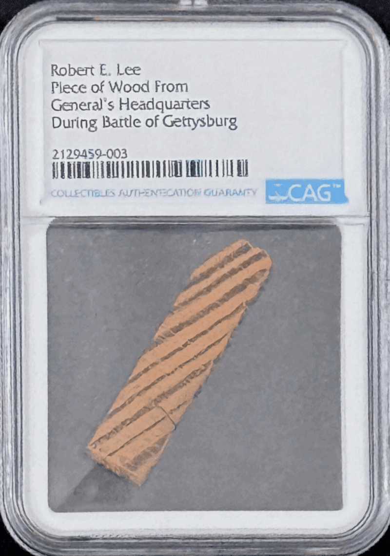 Robert E. Lee Piece of Wood From Headquarters During Battle of Gettysburg CAG B
