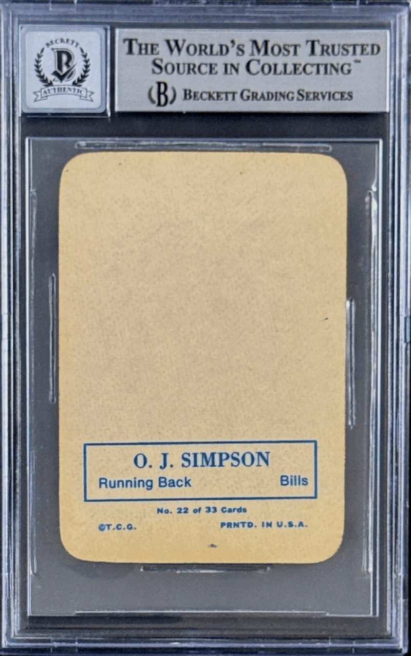 O.J. Simpson Signed 1970 Topps Super Card #24 Beckett 14058518 Auto 10 Rookie - Image 2