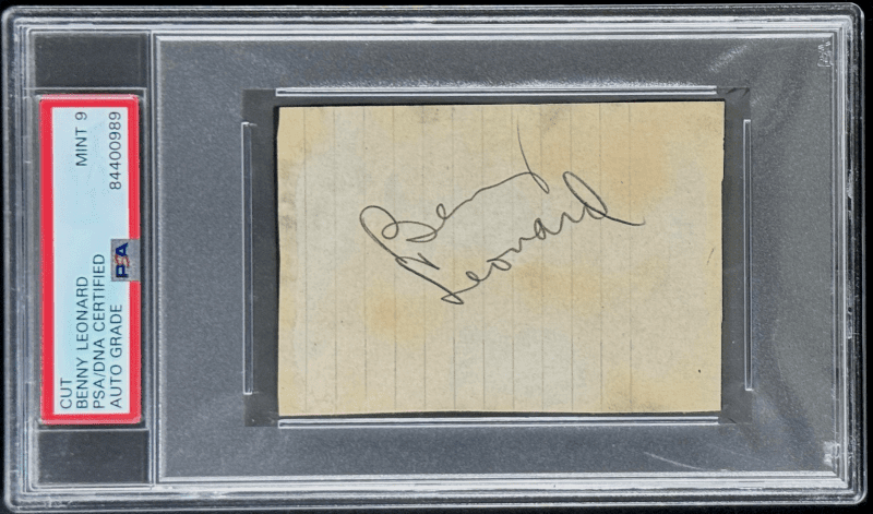 Benny Leonard Signed Autograph Cut PSA/DNA 84400989 Auto Grade Mint 9 Boxer