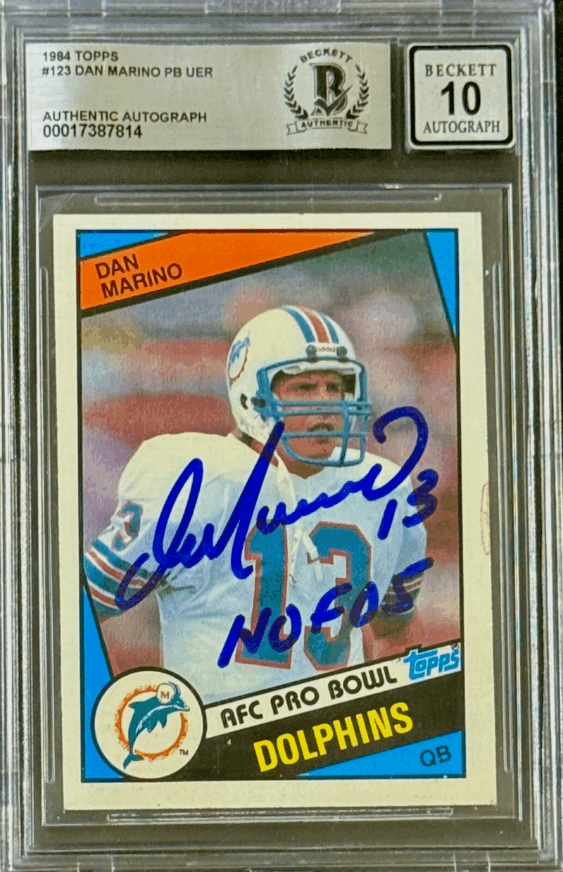 Dan Marino Signed Autographed 1984 Topps Card #123 Beckett 17387814 Auto 10 HOF