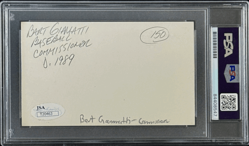 Pete Rose & Bart Giamatti Signed Index Card PSA/DNA 84408547 - Image 4