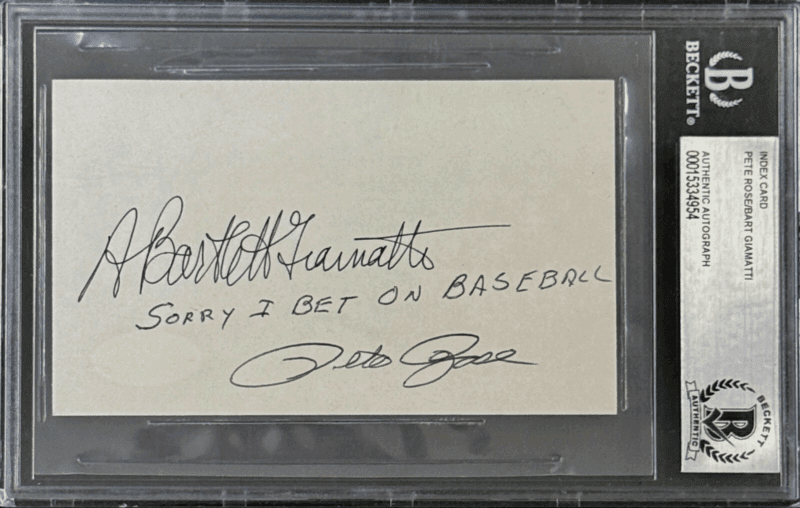 Pete Rose & Bart Giamatti Signed Index Card BAS 15334954 Sorry Bet On Baseball