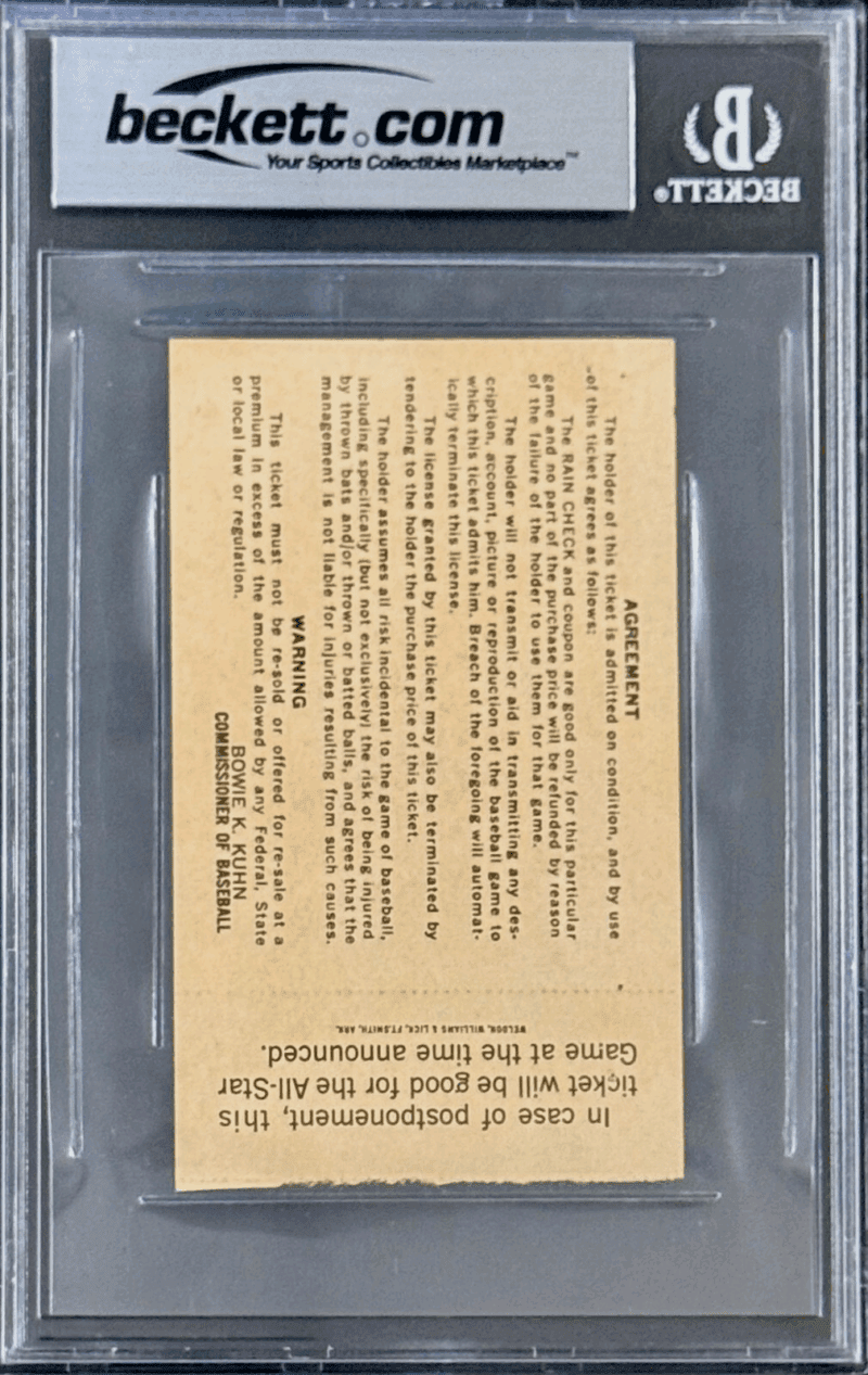 Pete Rose Signed 1970 MLB All Star Game Ticket Stub Beckett Ray Out of My Way - Image 3