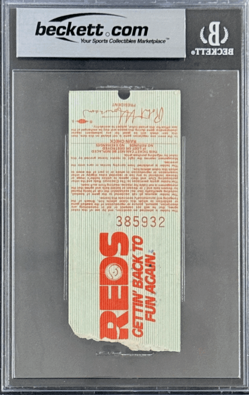 Pete Rose Signed 9/11/85 Ticket Stub Becomes The All Time Hit King BAS 15557132 - Image 3