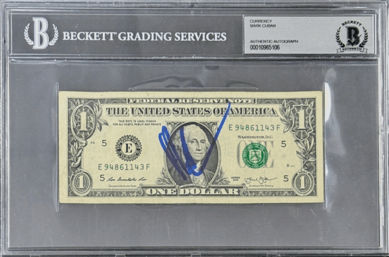 Mark Cuban Signed Autographed Currency Dollar Bill Beckett 10965106 Shark Tank