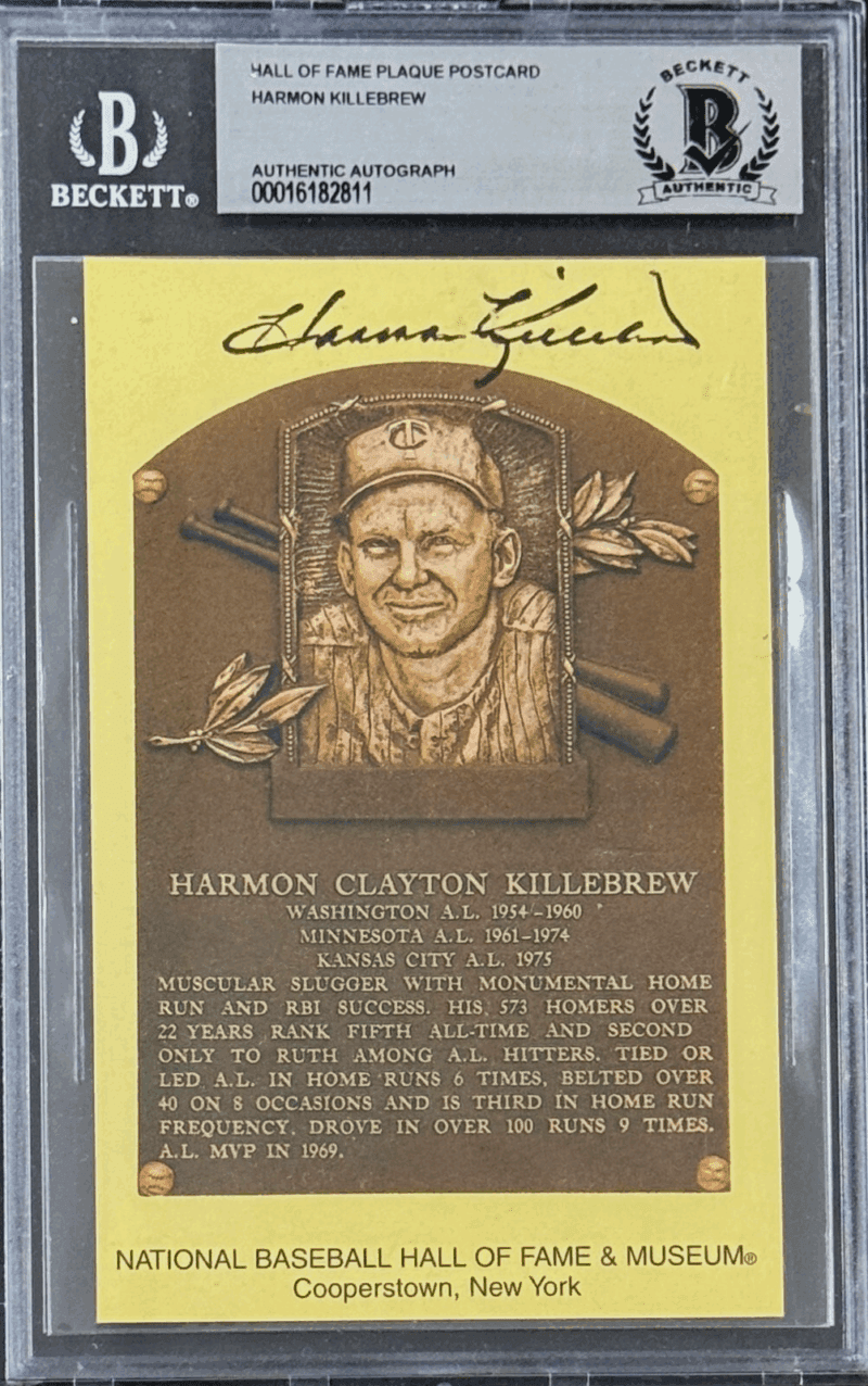 Harmon Killebrew Signed Autographed Hall of Fame Plaque Postcard BAS 16182811