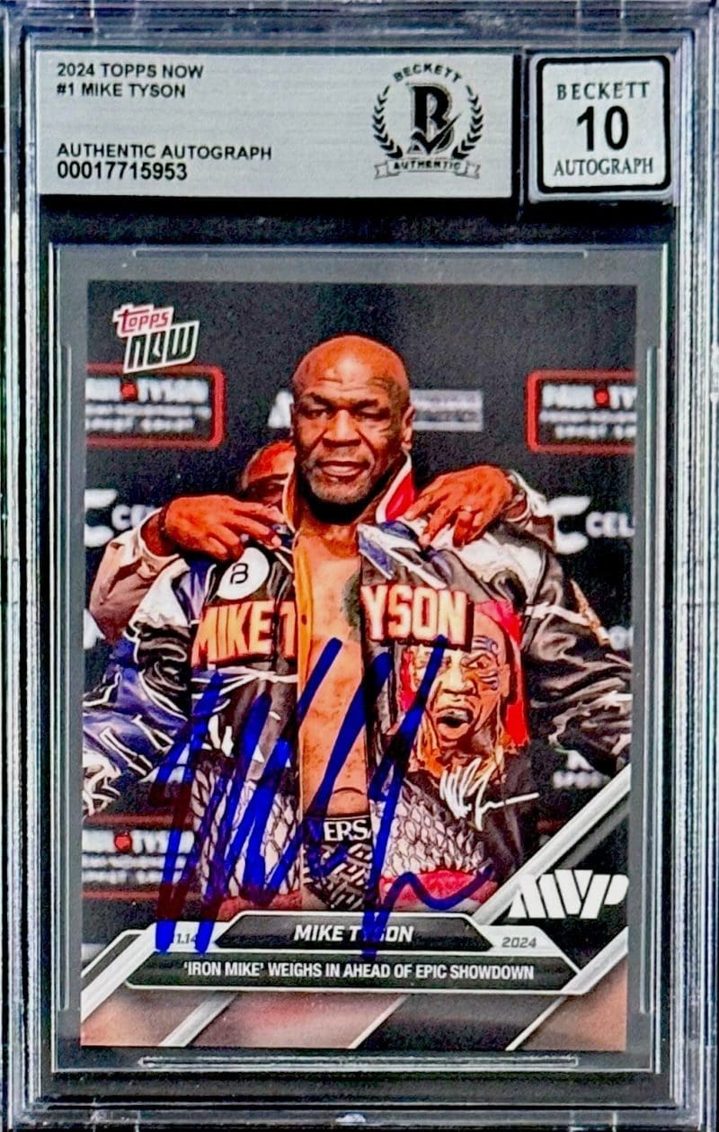Mike Tyson Autographed 2024 Topps NOW card Auto 10 Beckett 17715953 .