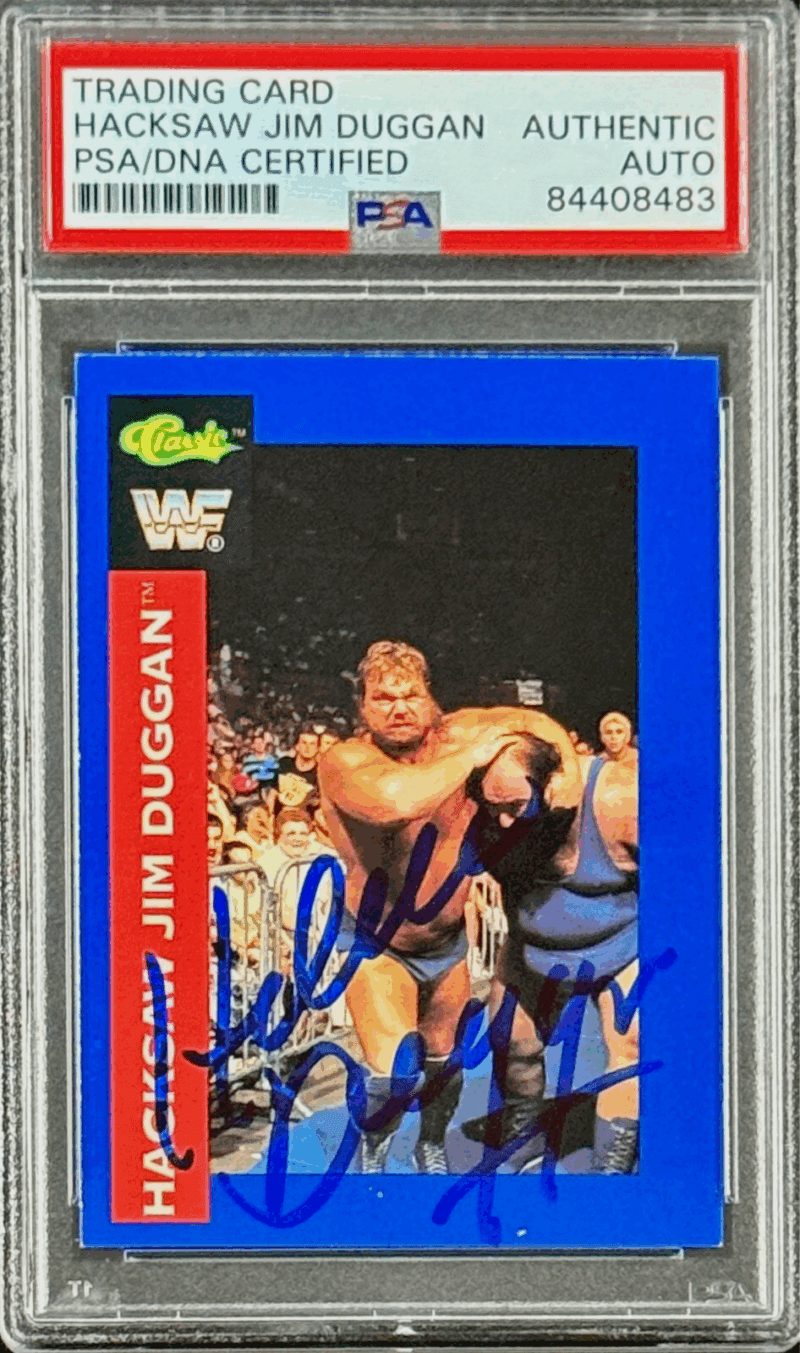 Hacksaw Jim Duggan Signed Autograph 1991 WWF Classic Card #116 PSA 84408483