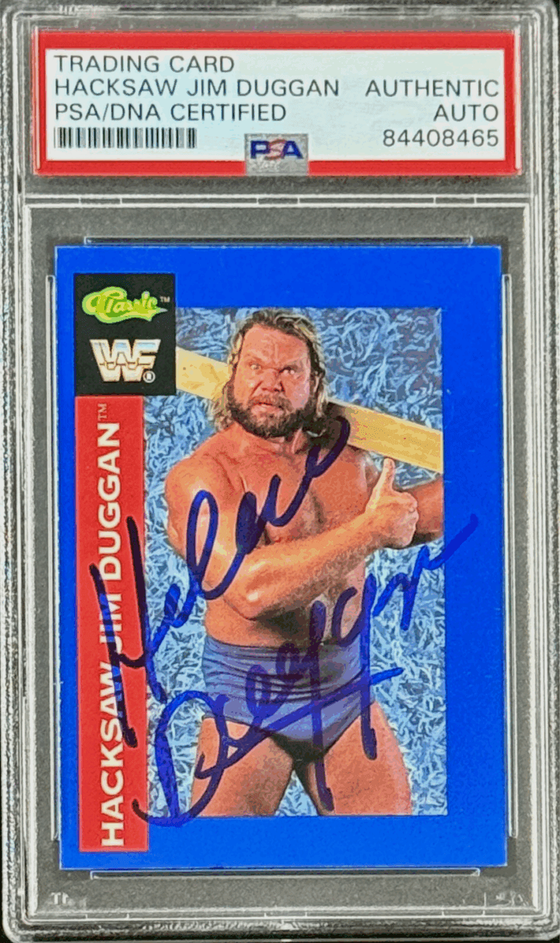 Hacksaw Jim Duggan Signed Autograph 1991 WWF Classic Card #126 PSA 84408465