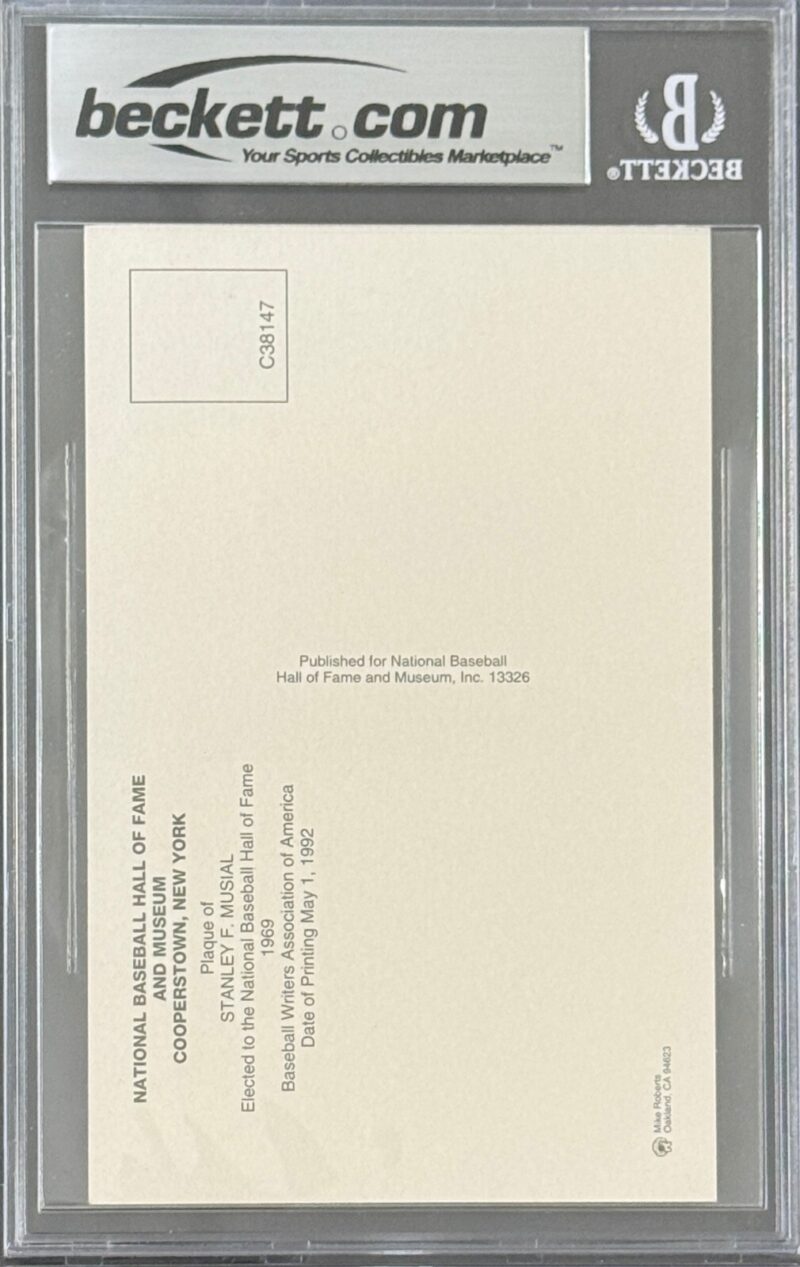Stan Musial Signed Autographed Hall of Fame Plaque Postcard Beckett 16182743 - Image 2