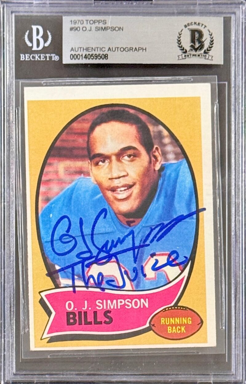 O.J. Simpson Signed 1970 Topps Rookie Card #90 BAS 14059508 The Juice