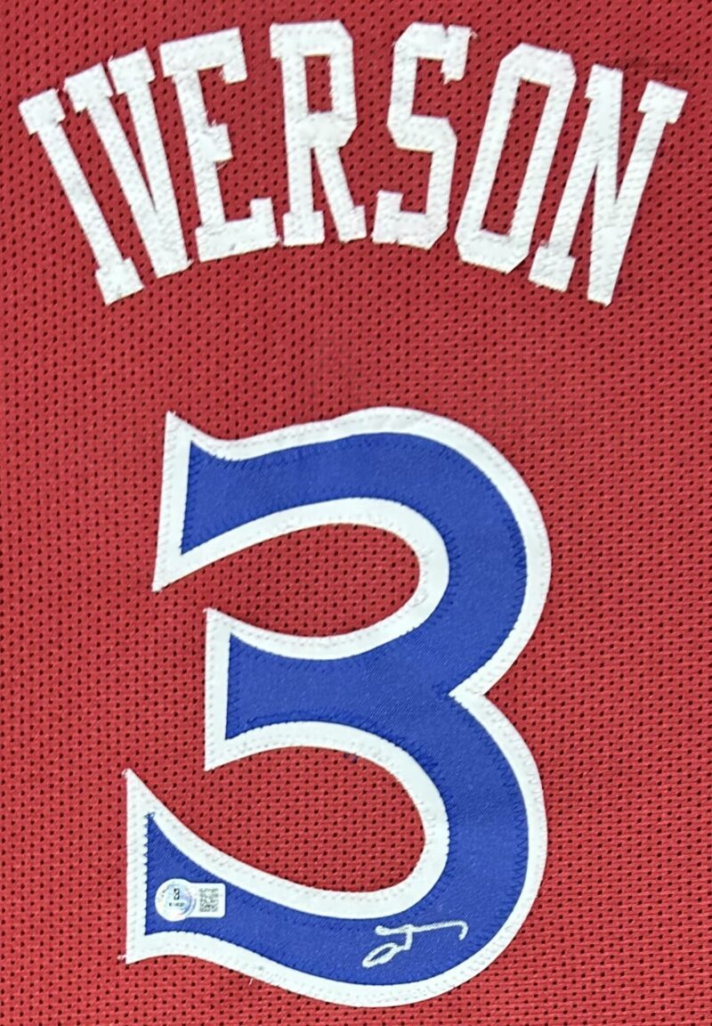 Allen Iverson Signed Autographed Red/Blue Jersey Beckett - Image 2