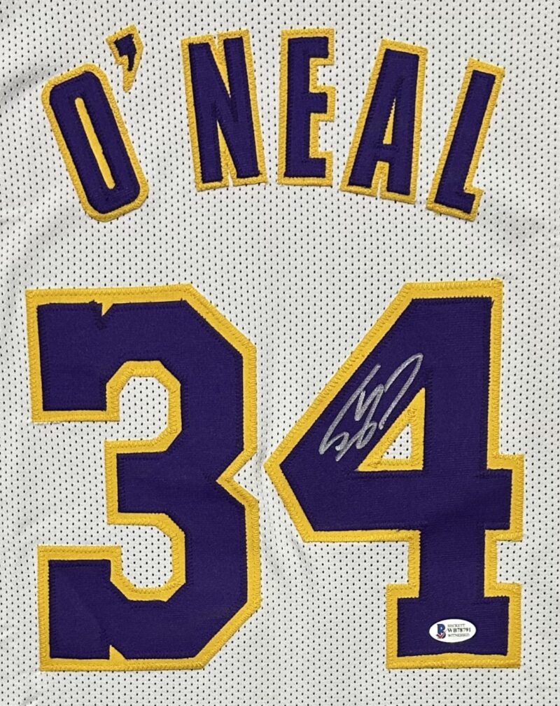 Shaquille "SHAQ" O'Neal Signed Autographed White/Purple/Yellow Jersey Beckett - Image 2