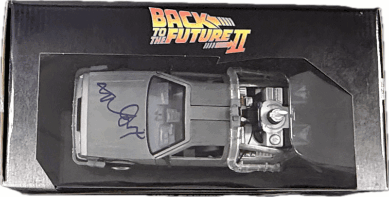 Michael J. Fox Signed Marty McFly Back to the Future DeLorean Diecast Car JSA - Image 3