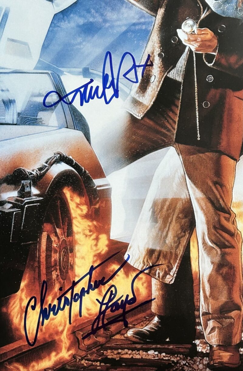 Michael J. Fox & Christopher Lloyd Back To The Future III 24x36 Movie Poster JSA - Image 2