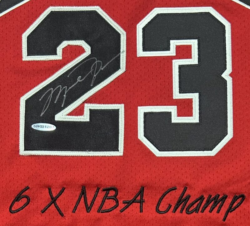 Michael Jordan Signed 97-98 Chicago Bulls Red Jersey 6x Champ Upper Deck & GOAT - Image 2