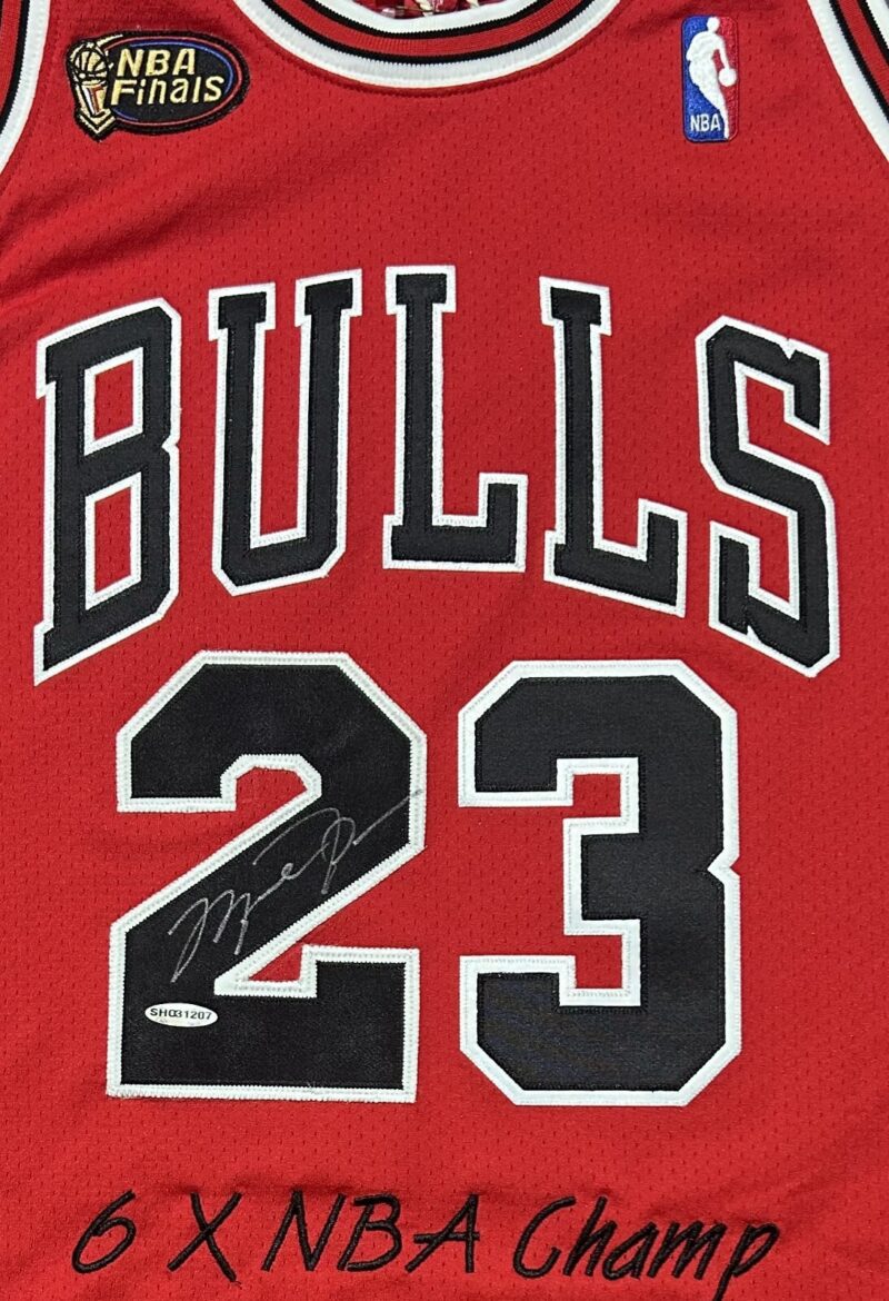 Michael Jordan Signed 97-98 Chicago Bulls Red Jersey 6x Champ Upper Deck & GOAT - Image 3