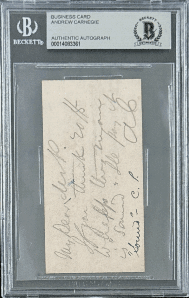 Andrew Carnegie Signed Autographed Business Card Beckett 14083361 - Image 2