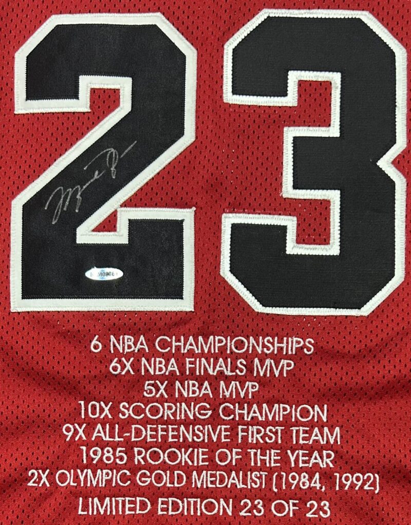 Michael Jordan Signed Chicago Bulls Red Stats Jersey 23/23 Upper Deck & GOAT - Image 4