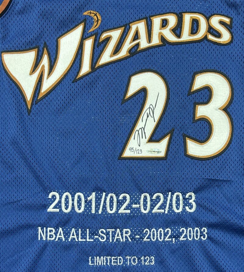 Michael Jordan Signed Washington Wizards Blue Stats Jersey Upper Deck & GOAT - Image 4