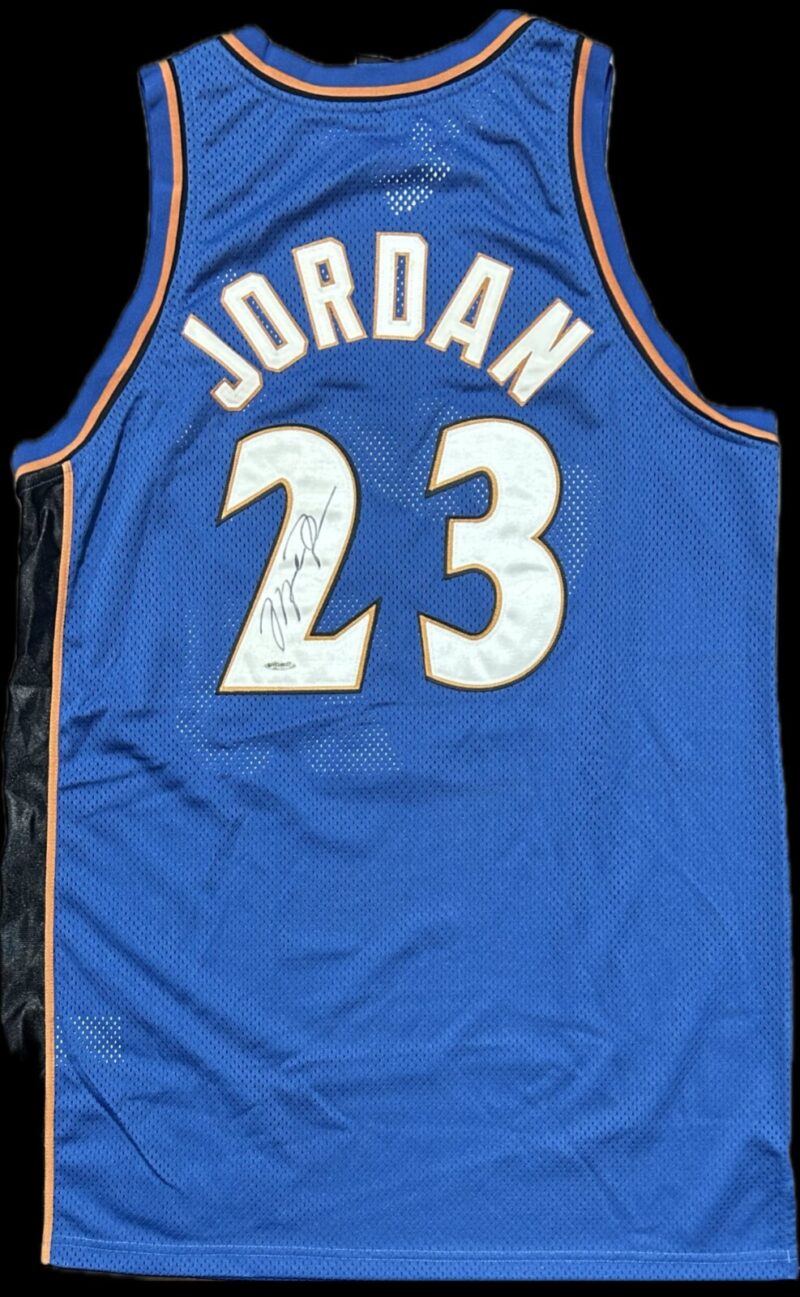 Michael Jordan Signed Washington Wizards Blue Jersey Upper Deck & GOAT