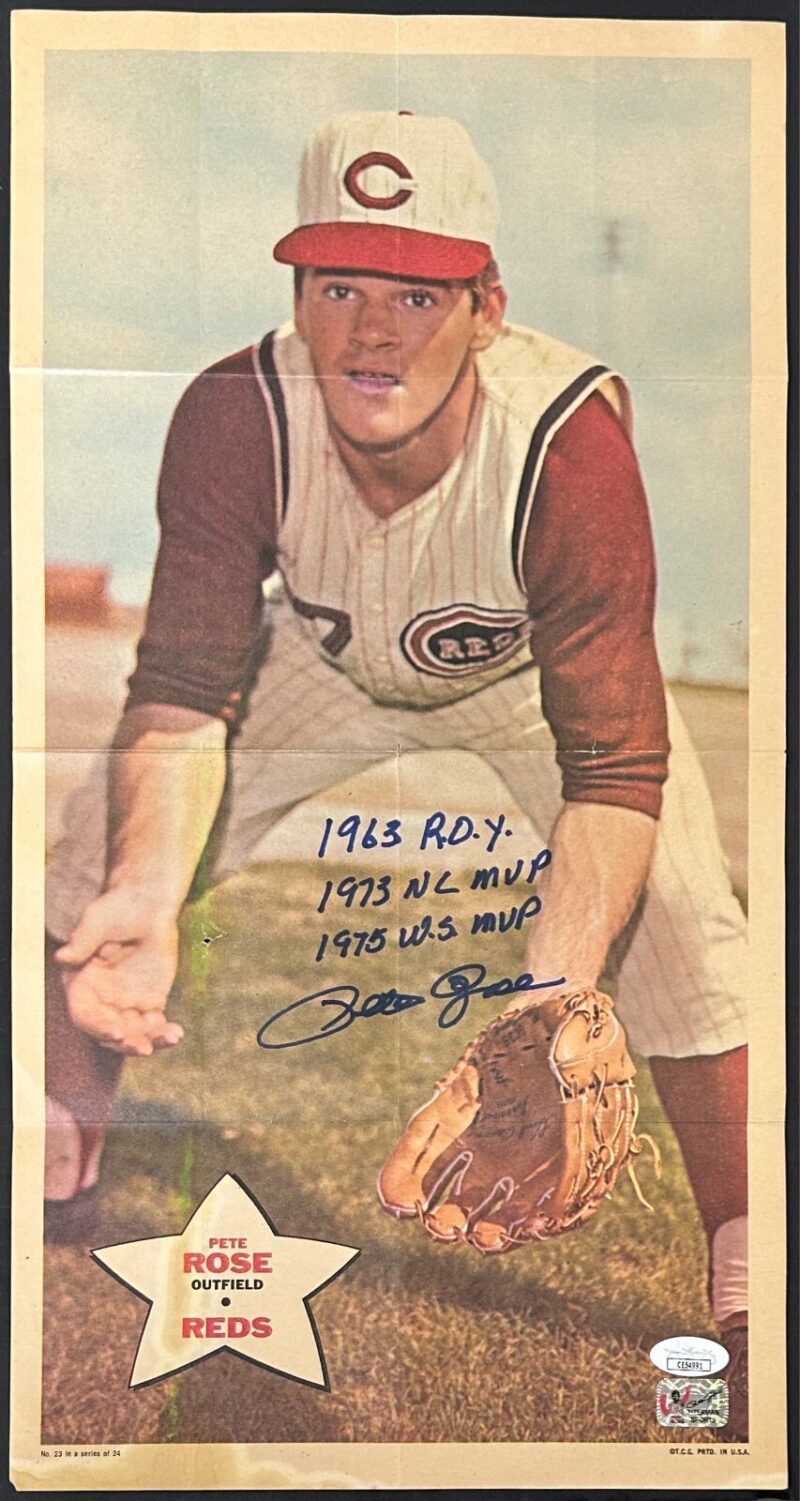 Pete Rose Signed Autographed Original Topps Poster JSA Authenticated