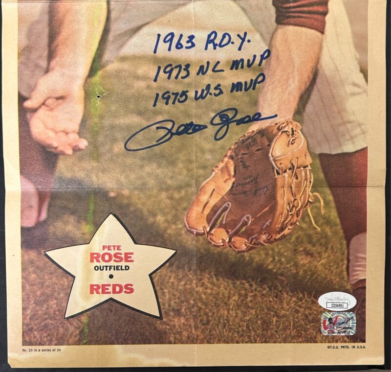 Pete Rose Signed Autographed Original Topps Poster JSA Authenticated - Image 2